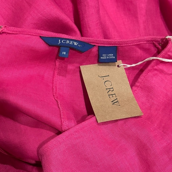 NEW J. Crew Bright Pink 100% Linen A-Line Midi Skirt Summer Comfort Women's 14 - Picture 7 of 9